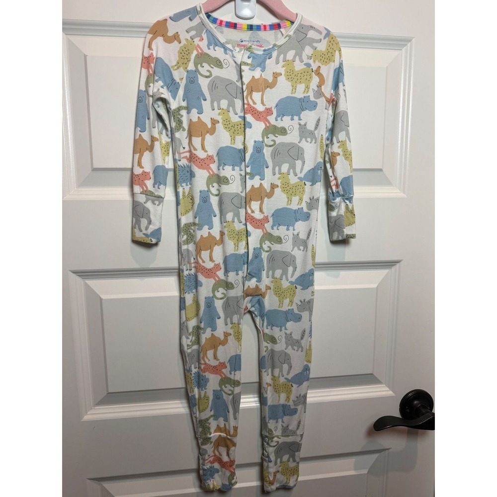 Magnetic Me Animal Print Magnetic Footie Sleeper 18-24 Months Rainbow Trim